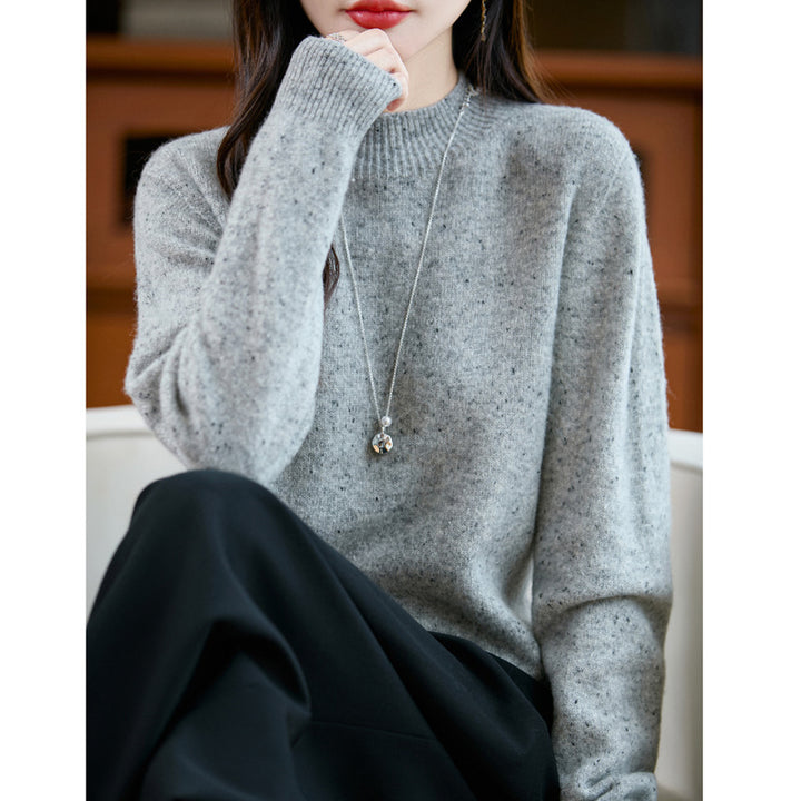 Damen Mélange-Feinstrickpullover mit kurzem Stehkragen und lockerer Silhouette Drune