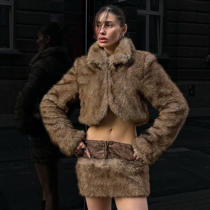 Damen Kunstleder Rocks mit Leopardenmuster Drune