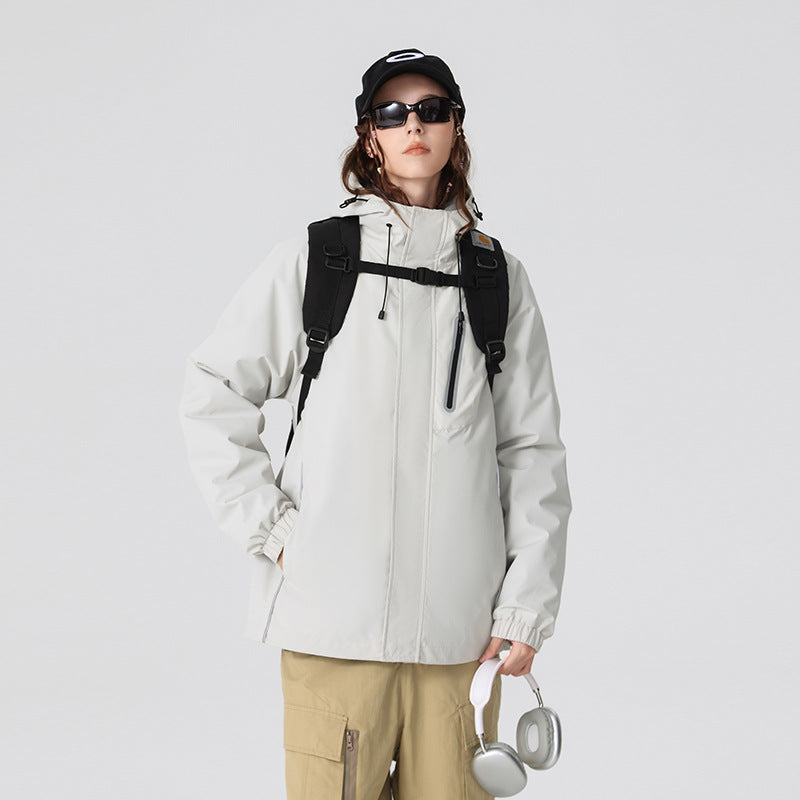 Herren Winddichte atmungsaktive Regen‑ und Softshelljacke mit verstellbarer Kapuze und reflektierenden Einsätzen Drune