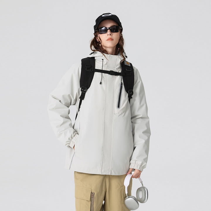 Herren Winddichte atmungsaktive Regen‑ und Softshelljacke mit verstellbarer Kapuze und reflektierenden Einsätzen Drune