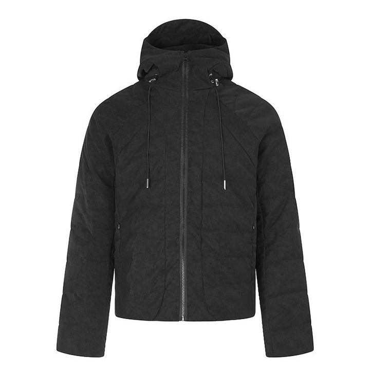 Herren wattierte Kurz-Steppjacke mit Kapuze, Tunnelzug und durchgehendem Reißverschluss Drune