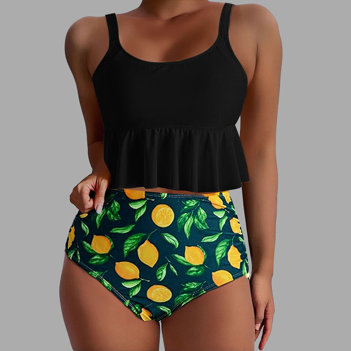 Damen Tankini-Set mit floralen Akzenten und Rüschen Drune