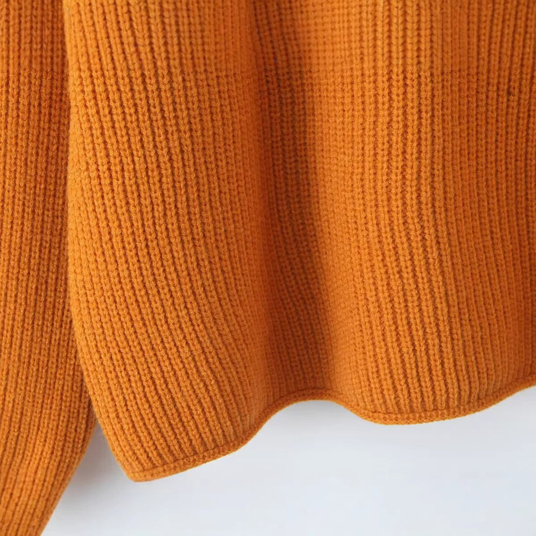 Damen Grobgestrickter Rundhals-Pullover mit Raglanärmeln Drune