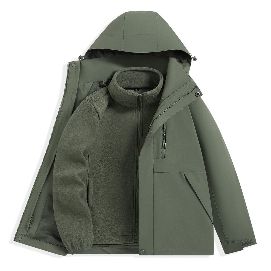 Herren zweilagiger Outdoorparka mit herausnehmbarer Fleece-Innenjacke und Kapuze Drune