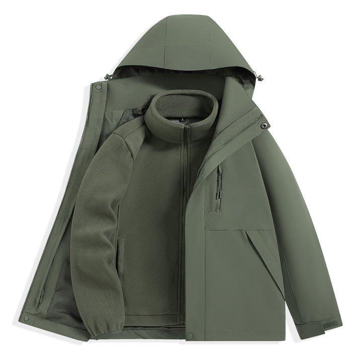 Herren zweilagiger Outdoorparka mit herausnehmbarer Fleece-Innenjacke und Kapuze Drune