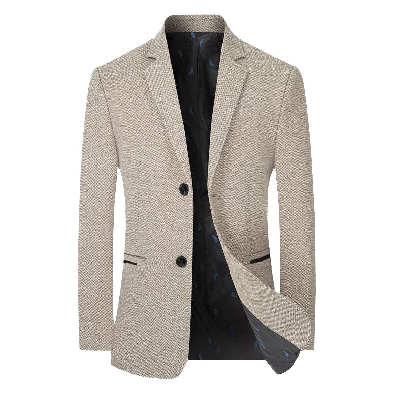 Herren Sakko Slim-Fit aus strukturierter Wollmischung mit kontrastiertem Innenfutter Drune