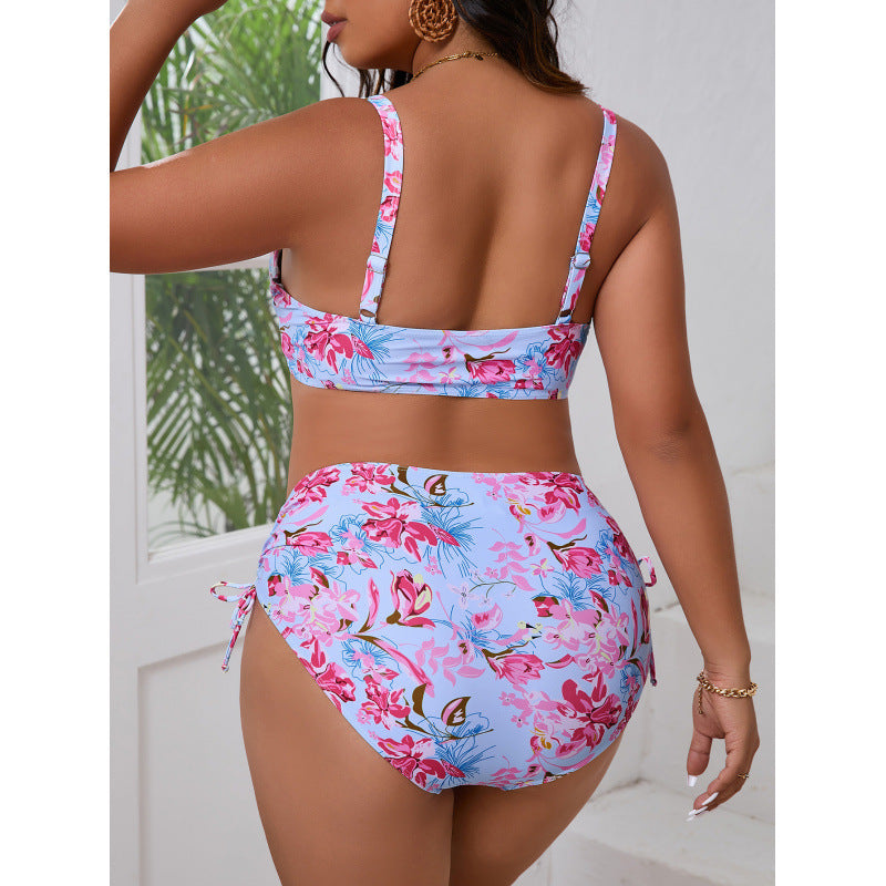 Damen Triangel-Bikini mit floralem Wickeldesign und verstellbaren Trägern Drune