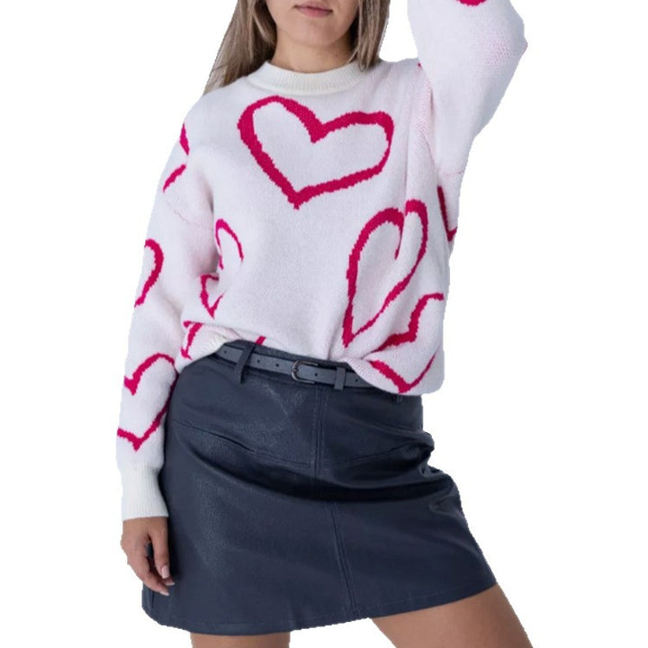 Damen Kuscheliger Jacquard-Pullover mit Herzmotiv und lockerer Oversize-Passform Drune