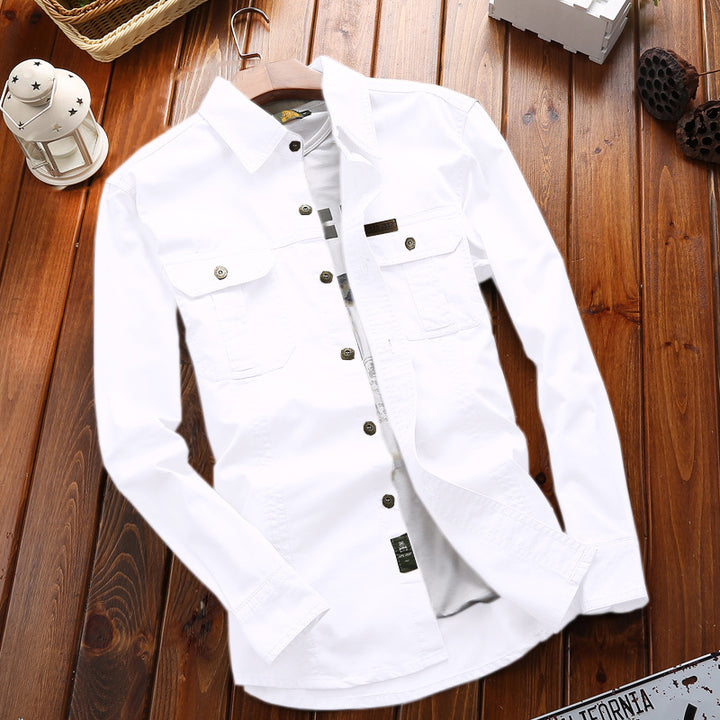 Herren nan vielseitiges Canvas-Overshirt mit Klappbrusttaschen, verstärkten Nähten und regular fit Drune