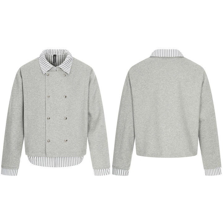 Herren Kurzblouson mit doppelreihiger Knopfleiste und Hemdkragen‑Optik Drune