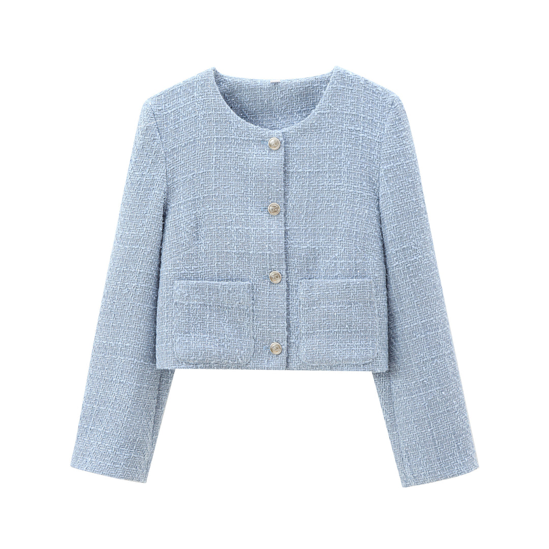 Damen kurz geschnittene Designer-Jacke mit strukturiertem Stoff Drune