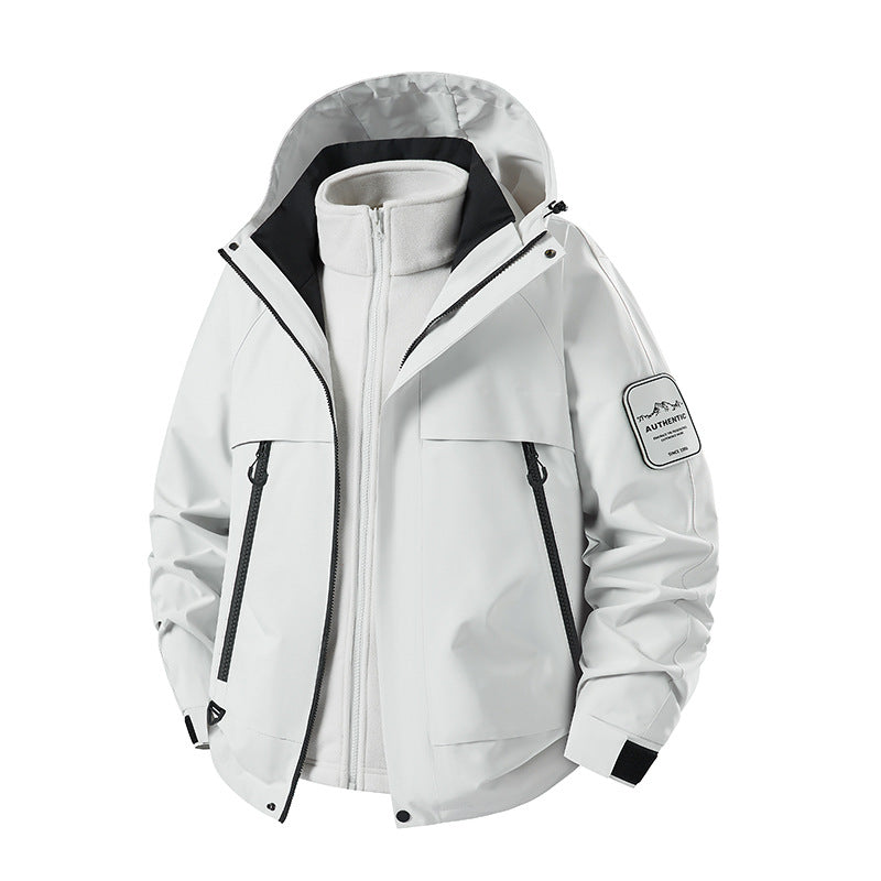 Herren multifunktionale Wasserfeste Softshell-Regenjacke mit abnehmbarer Fleece-Innenjacke Drune