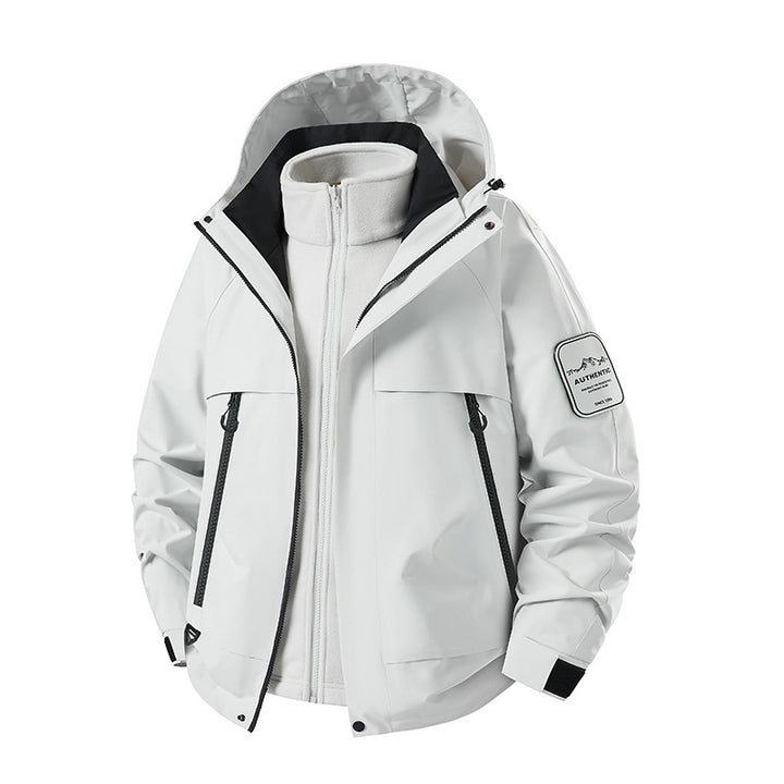 Herren multifunktionale Wasserfeste Softshell-Regenjacke mit abnehmbarer Fleece-Innenjacke Drune