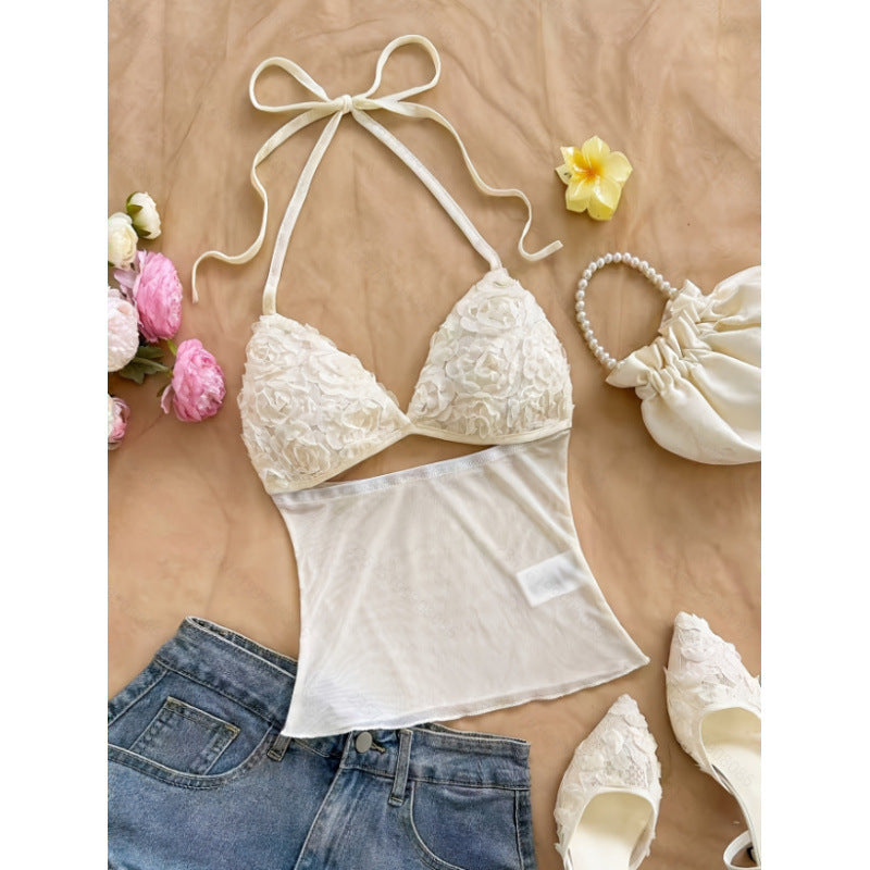 Damen Crop-Top mit Rüschendetails und leichtem Stoff Drune