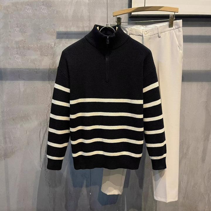 Herren Modischer Strickpullover mit Stehkragen Drune
