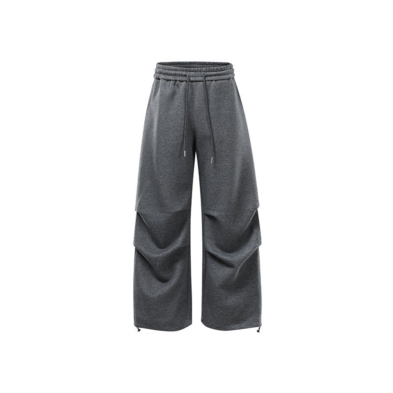 Unisex Weite Sweat-Cargohose mit Ebenenpasse, elastischem Kordelbund und verstellbarem Saum Drune
