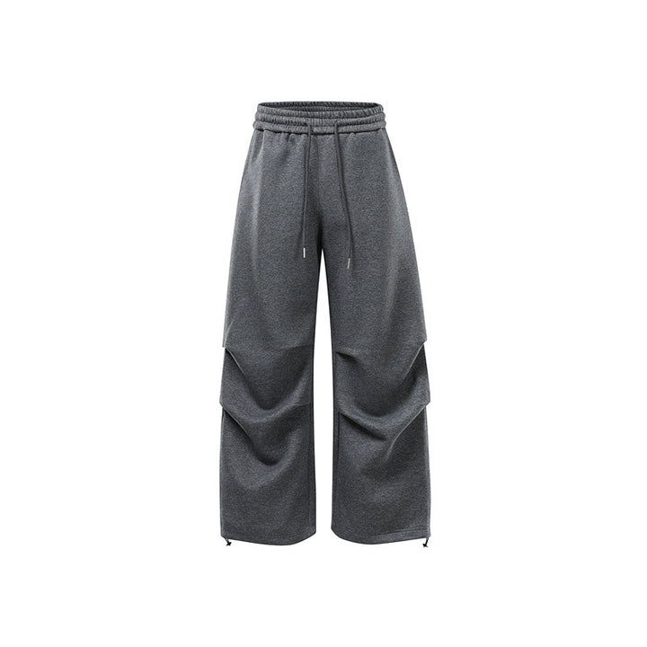 Unisex Weite Sweat-Cargohose mit Ebenenpasse, elastischem Kordelbund und verstellbarem Saum Drune