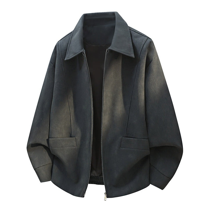 Herren Oversize-Bomberjacke im Used-Effekt mit Stehkragen, elastischem Bund und Pattentaschen Drune