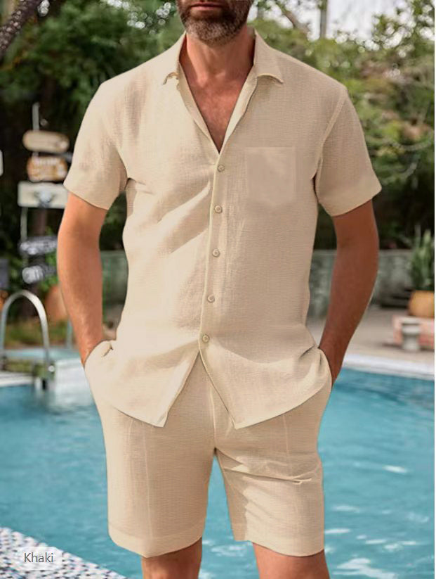 Herren luftiges Kurzarmhemd und Shorts Set Drune