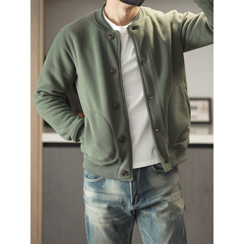 Herren Bequeme Fleecejacke mit Knöpfen Drune
