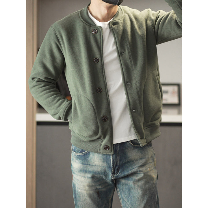 Herren Bequeme Fleecejacke mit Knöpfen Drune