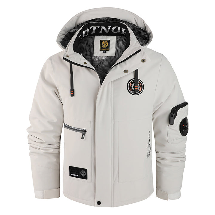 Herren nan wattierte Wind- und Wetterjacke mit Kapuze und multifunktionalen Utility-Taschen Drune