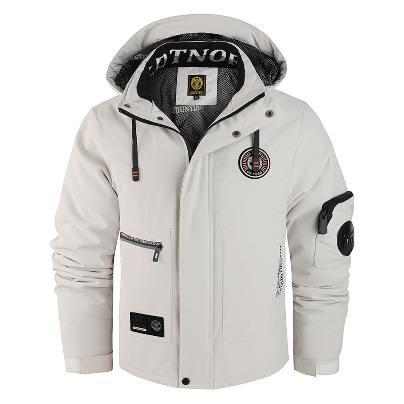 Herren  wattierte Wind- und Wetterjacke mit Kapuze und multifunktionalen Utility-Taschen Drune