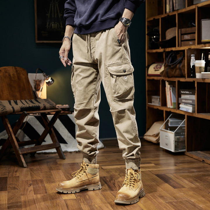 Herren Militärisch inspirierte Cargo-Joggerhose mit Tunnelzugbund und Klapp-Utility‑Taschen Drune
