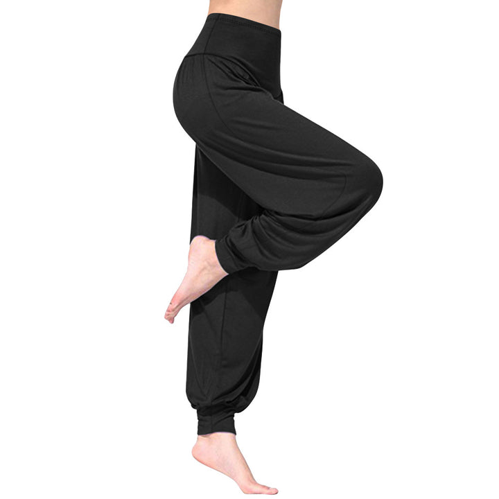 Damen Locker geschnittene Harem-Yoga-Hose mit hohem Bund und Elastikabschluss Drune