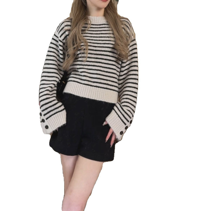 Damen Strickpullover mit Känguru-Tasche und großzügigem Schnitt Drune