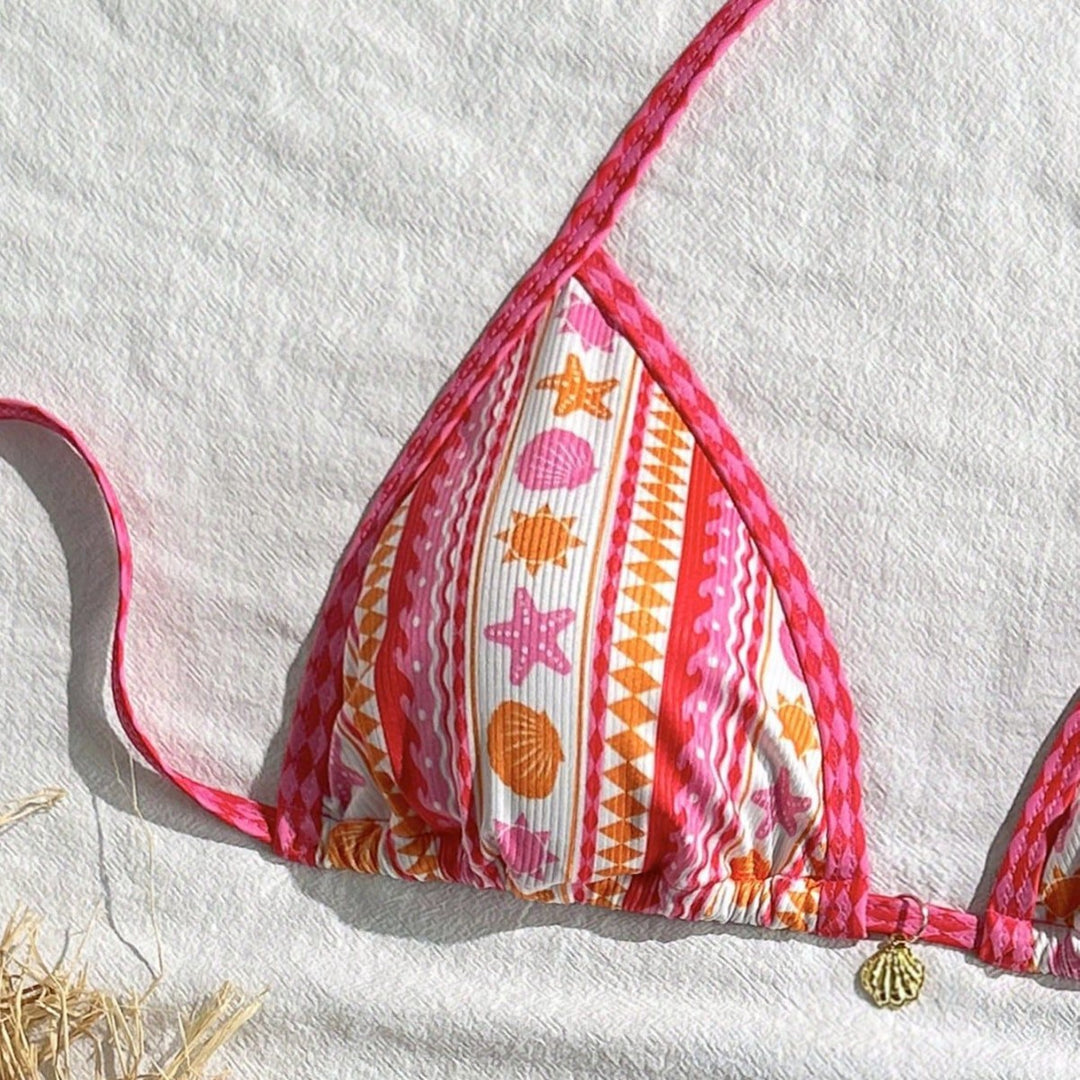 Damen Triangel-Bikini mit buntem Muster Drune