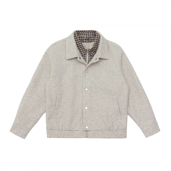 Herren Kurz geschnittene Wollmix-Fieldjacke mit karierter Innenfütterung und Druckknopfleiste Drune