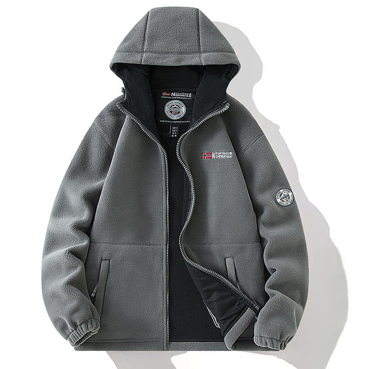 Herren Fleecejacke mit hohem Stehkragen, angerauter Innenseite und verdeckten Reißverschlusstaschen Drune