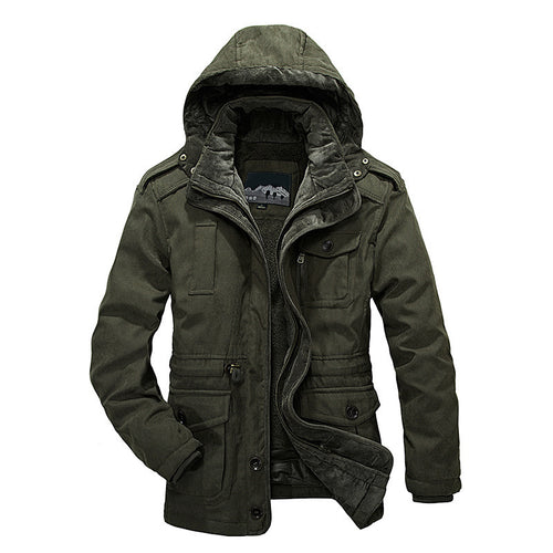 Herren Thermo-Canvas-Parka mit Sherpa-Innenfutter, abnehmbarer Kapuze und Multifunktions-Taschen Drune