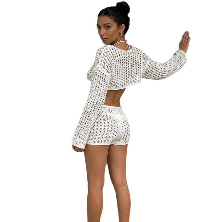 Damen luftige Stricktop und Short Set Drune