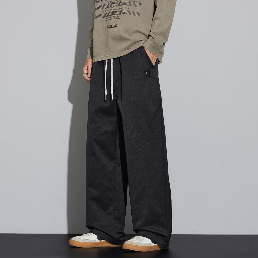 Herren Weite Relaxed‑Fit Stoffhose mit Tunnelzug & Bügelfalte Drune