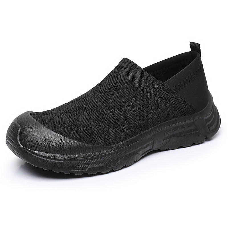 Damen nan atmungsaktiver Strick-Slip-On Freizeitschuh mit diamantstrukturierter Oberfläche, stoßdämpfender Leichtsohle und verstärkter Zehenkappe Drune