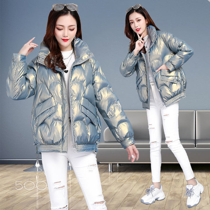 Damen Modische Hochglanz Steppjacke Drune