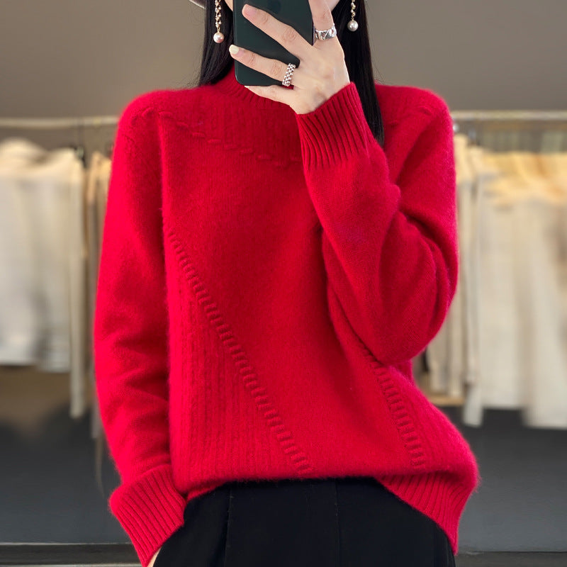 Damen Strickpullover mit strukturiertem Kragen und asymmetrischem Schnitt Drune