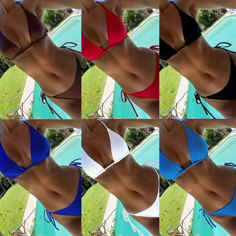 Damen Triangel-Bikini mit verstellbaren Trägern und charmantem Knoten Drune