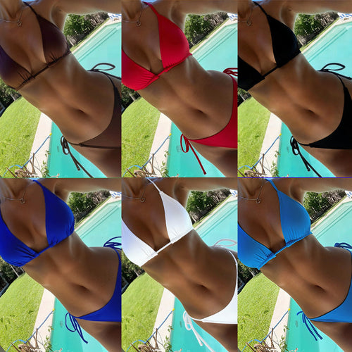 Damen Triangel-Bikini mit verstellbaren Trägern und charmantem Knoten Drune