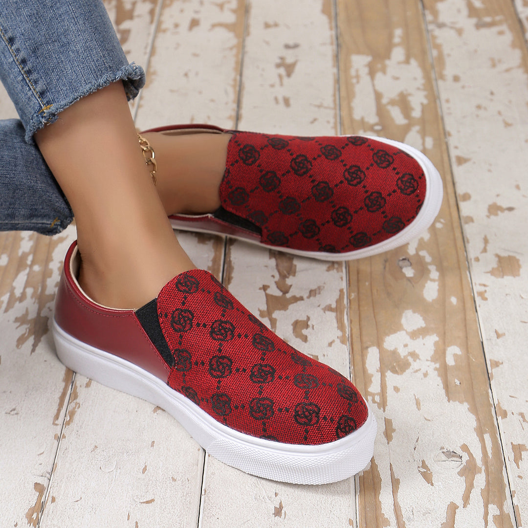Damen Slip-On Plateau-Sneaker mit Glitzerfront, gepolstertem Fersenbereich und weißer Profilsohle Drune