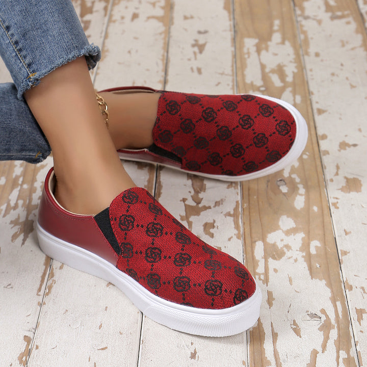 Damen Slip-On Plateau-Sneaker mit Glitzerfront, gepolstertem Fersenbereich und weißer Profilsohle Drune