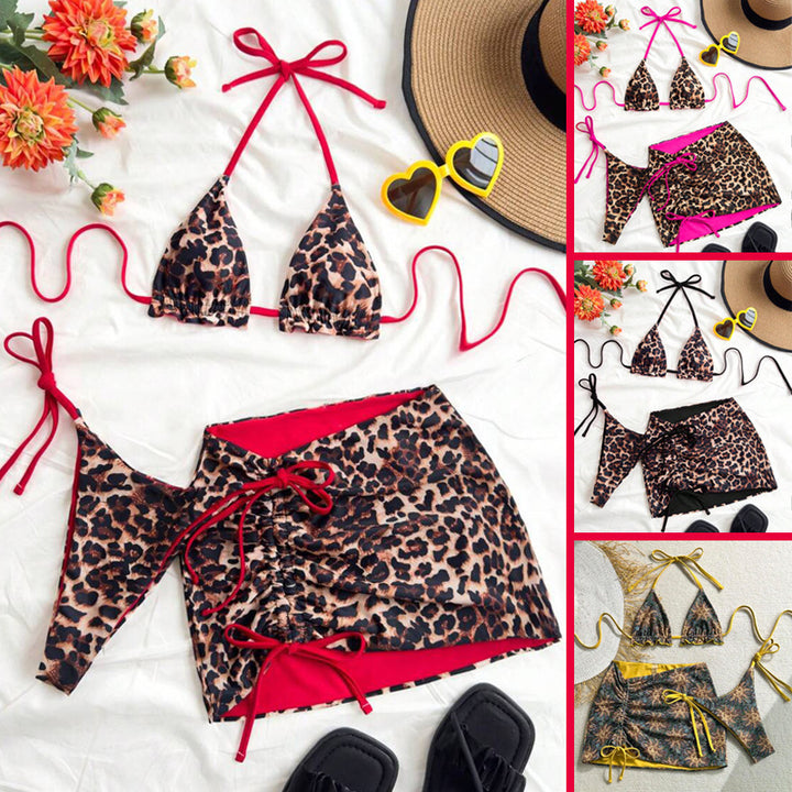 Damen Triangel-Bikini-Set mit rüschenfreien Details und Wickelrock Drune