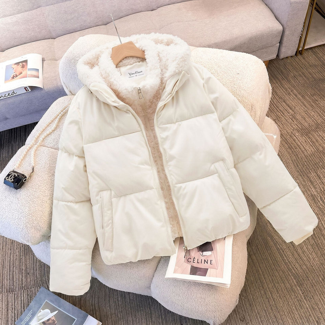 Damen nan kompakte Steppjacke mit Sherpa-Innenkapuze, wärmender Thermoisolierung und verdecktem Zweiwege-Reißverschluss Drune