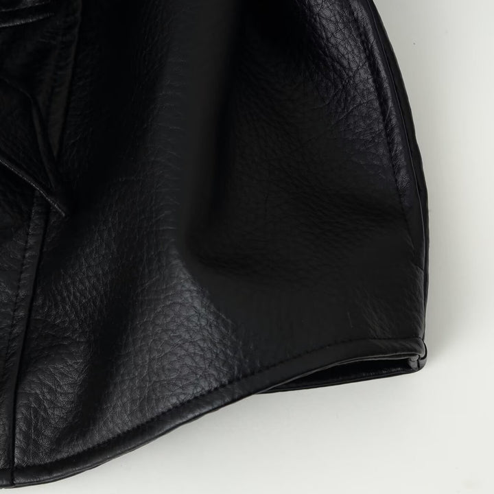 Damen Kurzblazer aus veganem Leder mit Schalkragen und Taillenbindegürtel Drune