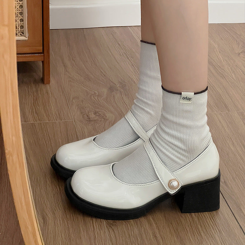 Damen Hochwertige Mary Jane Pumps mit dicker Sohle und elegantem Riemen Drune