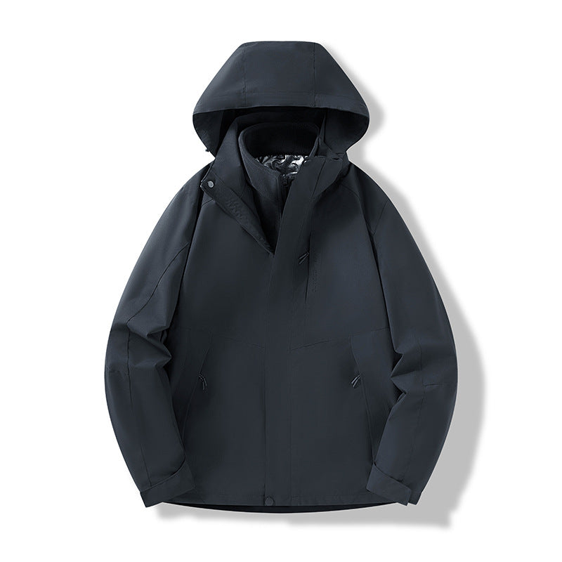 Herren Minimalistische City-Outdoorjacke mit verschweißten Nähten, verstellbarer Kapuze und Thermofutter Drune