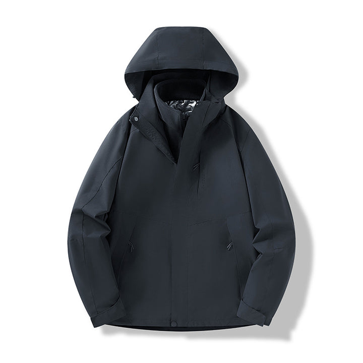 Herren Minimalistische City-Outdoorjacke mit verschweißten Nähten, verstellbarer Kapuze und Thermofutter Drune