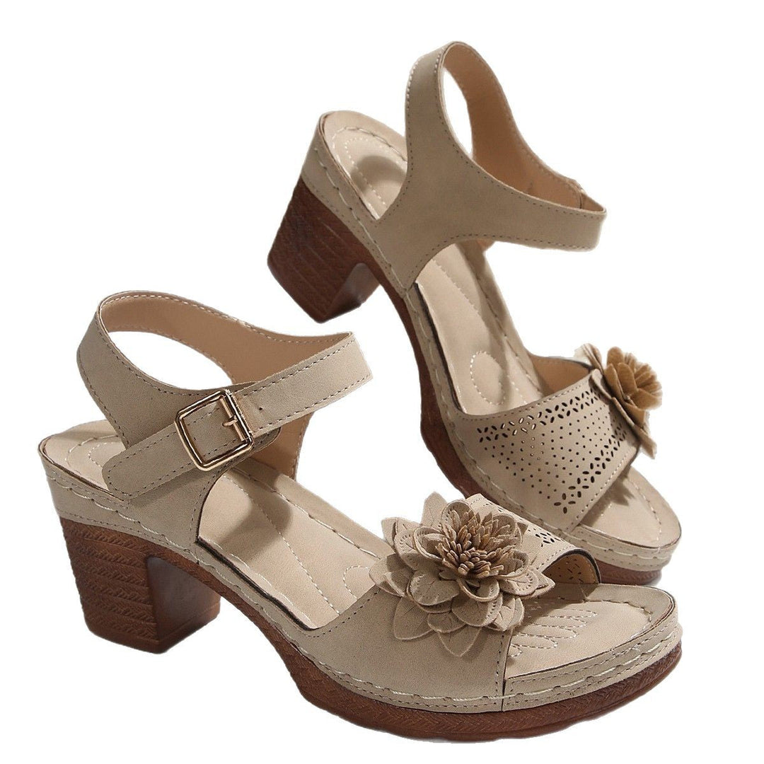 Damen Sandalen mit floralem Dekor und blockiertem Absatz Drune